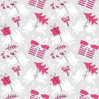 Seamless New Year pattern with rabbits. vector