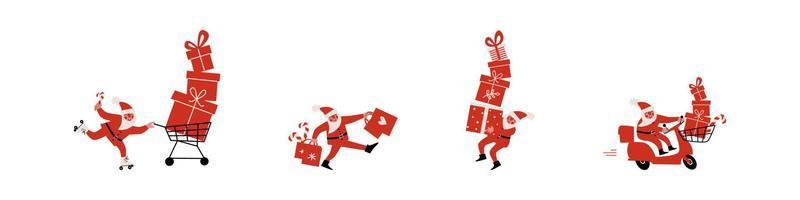 Christmas shopping concept. Santa character clipart vector