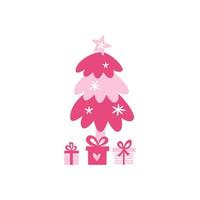 Christmas tree and present gifts. vector