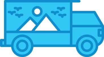 Truck Line Filled Blue vector