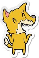 sticker of a laughing fox cartoon vector