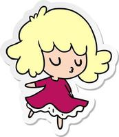 sticker cartoon of a cute kawaii girl vector