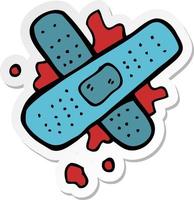 sticker of a cartoon bloody medical plaster vector
