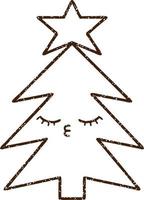 Christmas Tree Charcoal Drawing vector