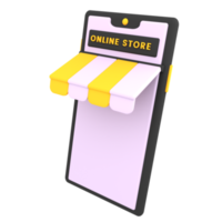 Ilustración de comercio electrónico de icono de tienda de compras en línea simple 3d png