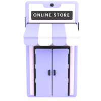 3D-Online-Shopping-Shop mit mobiler Symbol-E-Commerce-Illustration png