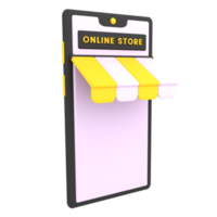 Illustrazione di e-commerce dell'icona del negozio di shopping online semplice 3d png