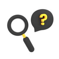 3d cute magnifying glass with question mark icon ecommerce illustration png