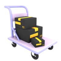 3D-kar trolley met twee kartonnen dozen pictogram e-commerce illustratie png