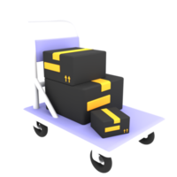 carrinho de carrinho bonito 3d com ilustração de comércio eletrônico de ícone de duas caixas de papelão png