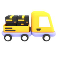 3d carro de entrega colorido entrega caixas de papelão ícone de transporte de encomendas ilustração de comércio eletrônico