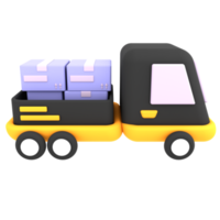 3d colorful delivery car deliver cardboard boxes parcel shipping icon e-commerce illustration png