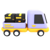 3d colorful delivery car deliver cardboard boxes parcel shipping icon e-commerce illustration png