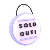 3d sold out signboard icon e-commerce illustration png