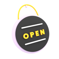 3d open sign on the window icon e-commerce illustration png