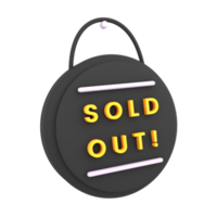 3d black sold out sign on the window icon e-commerce illustration png