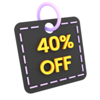 sconto 3d 40 50 60 di sconto vendita tag icona ecommerce illustrazione png