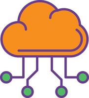 Cloud Computing Line Filled Two Color vector