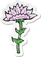 retro distressed sticker of a cartoon flower vector