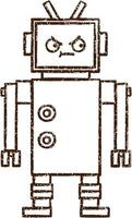 Robot Charcoal Drawing vector