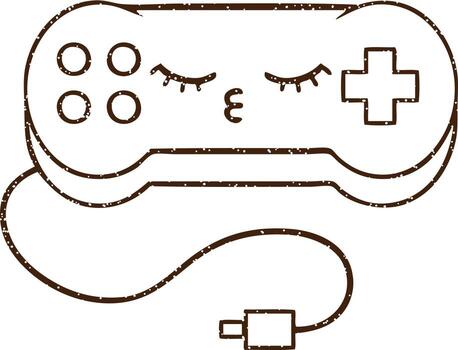Console Controller Charcoal Drawing vector