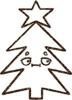 Christmas Tree Charcoal Drawing vector