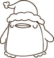 Christmas Penguin Charcoal Drawing vector