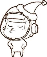 Xmas Astronaut Charcoal Drawing vector