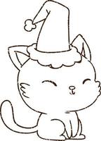 Christmas Cat Charcoal Drawing vector
