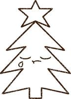 dibujo al carboncillo del arbol de navidad vector