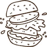 Tasty Burger Charcoal Drawing vector