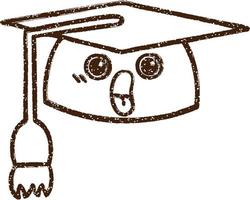 Graduation Cap Charcoal Drawing vector