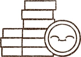 Coin Stack Charcoal Drawing vector