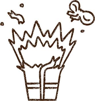 Exploding Present Charcoal Drawing vector