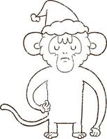 Festive Monkey Charcoal Drawing vector