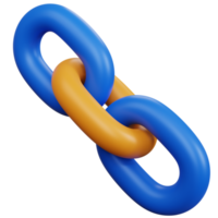 3d rendering chain link symbol with three chains isolated png