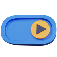 3D-rendering blauwe toggle met play-pictogram geïsoleerd png