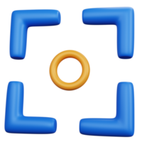 icône de point de mise au point bleu de rendu 3d isolé png