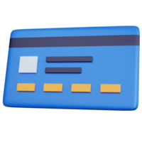 cartão de crédito azul de renderização 3D isolado png