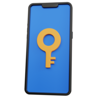 Smartphone nero con rendering 3d con icona a forma di lucchetto isolata