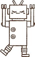 dibujo al carboncillo de un robot vector