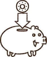 Piggy Bank Charcoal Drawing vector