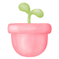 Watercolor plant pot, garden Clipart. png