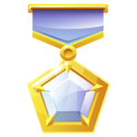 gold medal with a precious stone png