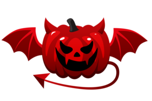 Isolated devil halloween pumpkin with wings png