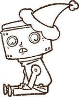 Robot Christmas Charcoal Drawing vector