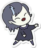 sticker of a cartoon laughing vampire girl vector