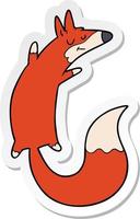 sticker of a cartoon jumping fox vector