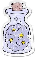 distressed sticker of a cartoon magic potion vector