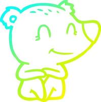 cold gradient line drawing smiling polar bear cartoon vector